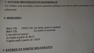 horaires école